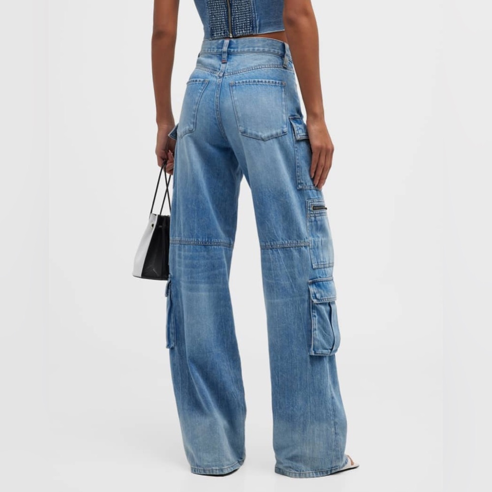 Alice + Olivia baggy denim cargo pants size 32 $395 retail - Picture 13 of 16